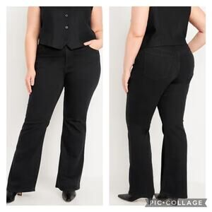 Old Navy Wow High Rise Flare Jeans Black Denim Plus Size 20